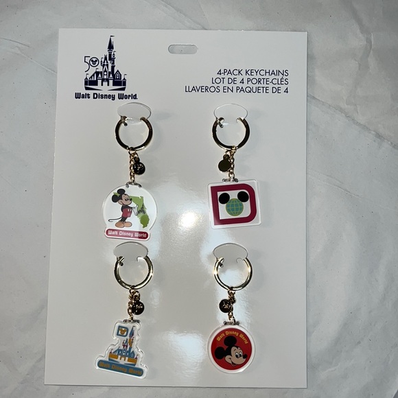 4pcs Disney 50th Anniversary Collection Keychains Mickey Mouse Cinderella Castle - Picture 1 of 13